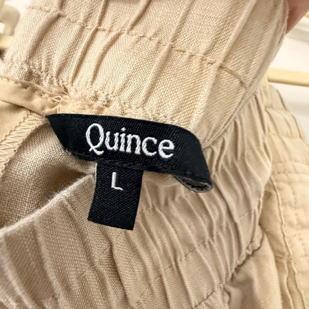 Quince Beige Wide Leg Linen Pants - Large - Picture 15 of 16